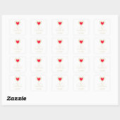 Elegant Chic Gratitude Red Gold Heart Lace  Vierkante Sticker (Vel)