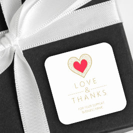 Elegant Chic Gratitude Red Gold Heart Lace Vierkante Sticker
