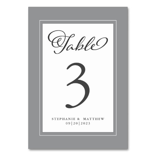 Elegant Chic Gray & White Wedding Reception Kaart (Voorkant)