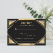 Elegant chic Great Gatsby Art Deco RSVP-kaart RSVP Kaartje (Staand voorkant)