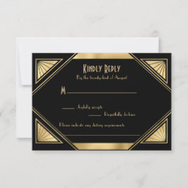 Elegant chic Great Gatsby Art Deco RSVP-kaart RSVP Kaartje