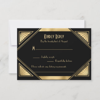Elegant chic Great Gatsby Art Deco RSVP-kaart RSVP Kaartje