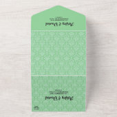 Elegant Chic Green Art Deco Damask Classic Wedding All In One Uitnodiging (Buitenkant)