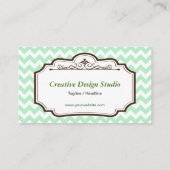 Elegant Chic Green Chevron Zigzag - tweezijdig Visitekaartje (Achterkant)