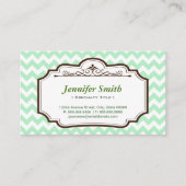 Elegant Chic Green Chevron Zigzag - tweezijdig Visitekaartje (Voorkant)