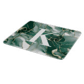 Elegant Chic Green Gold Marble Agate Monogram Snijplank (Hoek)