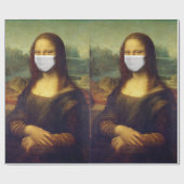 Elegant Chic Green Mona Lisa Covid 19 schilderijen Cadeaupapier (Vlak)