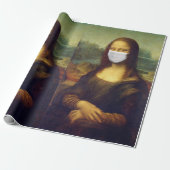 Elegant Chic Green Mona Lisa Covid 19 schilderijen Cadeaupapier (Uitgerold)