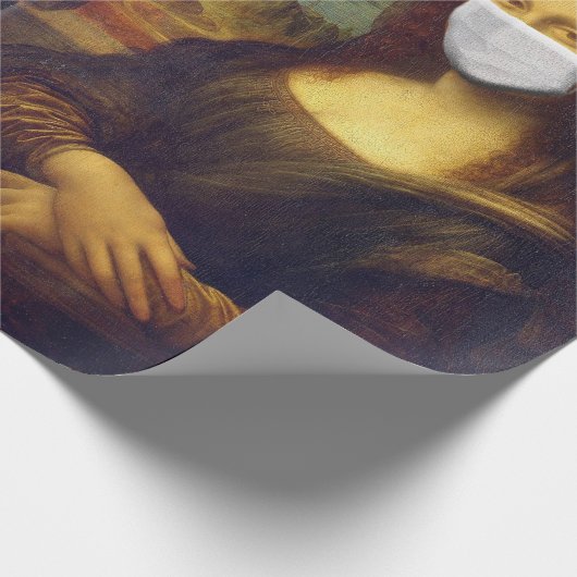 Elegant Chic Green Mona Lisa Covid 19 schilderijen Cadeaupapier (Hoek)