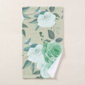 Elegant chic green white floral bad handdoek (Handdoek)