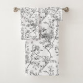 Elegant Chic  Grey Roos Floral Bad Handdoek (Insitu)