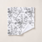 Elegant Chic  Grey Roos Floral Bad Handdoek (Wasdoekje)