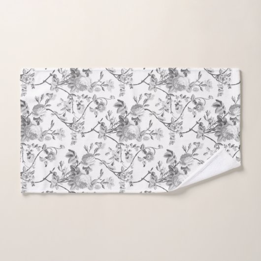 Elegant Chic  Grey Roos Floral Bad Handdoek (Handdoek)
