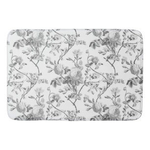 Elegant Chic  Grey Roos Floral Badmat