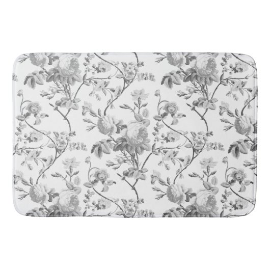 Elegant Chic Grey Roos Floral Badmat (Voorkant)