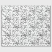 Elegant Chic Grey Roos Floral Cadeaupapier (Vlak)