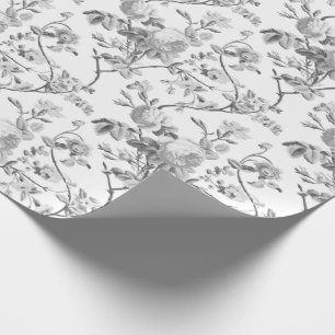 Elegant Chic  Grey Roos Floral Cadeaupapier