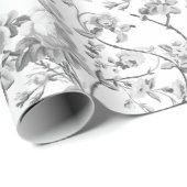 Elegant Chic Grey Roos Floral Cadeaupapier (Rol Hoek)