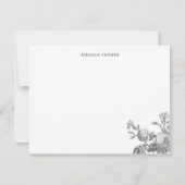 Elegant Chic  Grey Roos Floral Notitiekaartje (Voorkant)