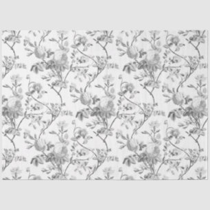 Elegant Chic  Grey Roos Floral Tissuepapier