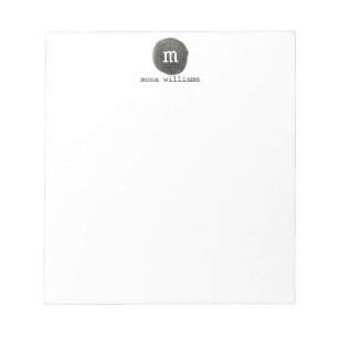 Elegant Chic Grey Waterverf Circular Black Monogra Notitieblok