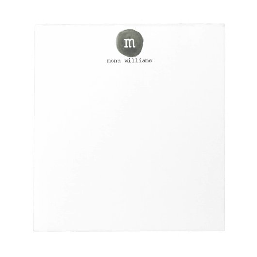 Elegant Chic Grey Waterverf Circular Black Monogra Notitieblok (Voorkant)