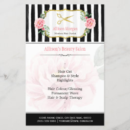 Elegant Chic Hair Stylist Gold Scissors Stripes Flyer