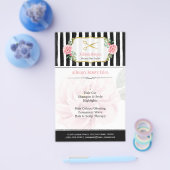 Elegant Chic Hair Stylist Gold Scissors Stripes Flyer (Enkel)