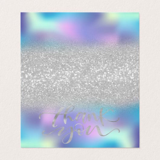 Elegant Chic Holographic Silver Bokeh Hartelijk da Visitekaartje (Buitenkant ongevouwen)
