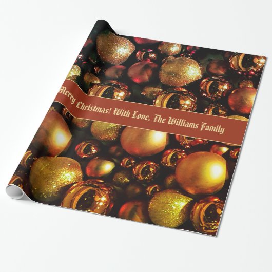 Elegant Chic KerstBaubles Patroon voegt tekst toe Cadeaupapier (Uitgerold)