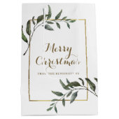 Elegant Chic Kerstmis Gold Foil Greenery Medium Cadeauzakje (Achterkant)