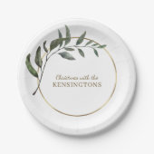 Elegant Chic Kerstmis Gold Foil Greenery Papieren Bordje (Voorkant)