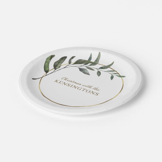 Elegant Chic Kerstmis Gold Foil Greenery Papieren Bordje (Gekanteld)