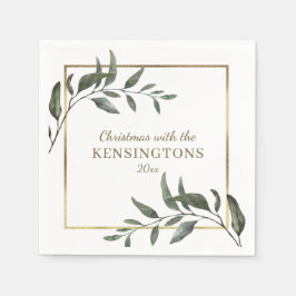 Elegant Chic Kerstmis Gold Foil Greenery Servet