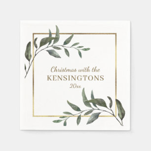 Elegant Chic Kerstmis Gold Foil Greenery Servet