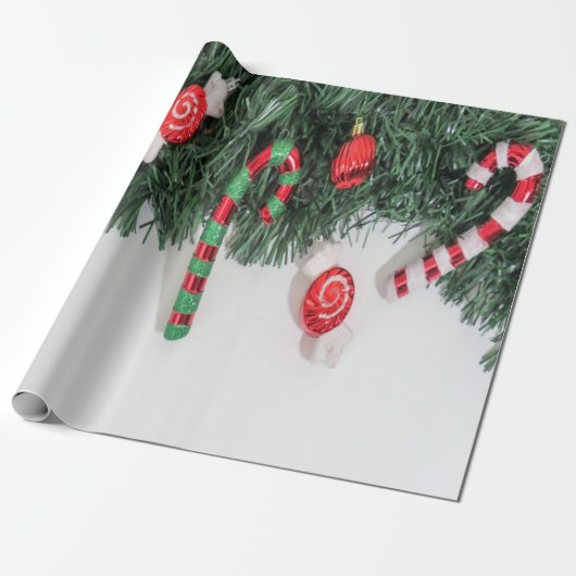 Elegant Chic Kerstmis Snoep Holiday Cadeaupapier (Uitgerold)