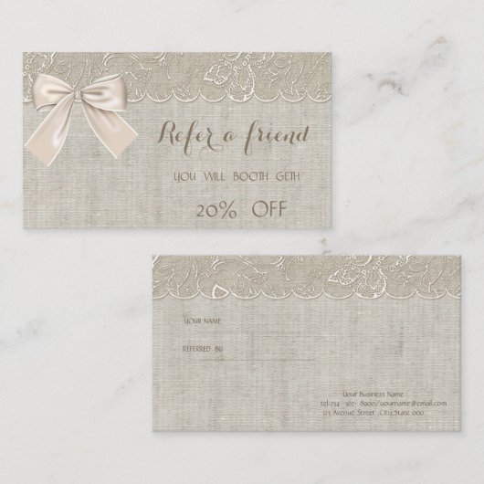 Elegant Chic, Lace, Bow Reference Kaart (Voorkant / Achterkant)