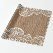 Elegant Chic Lace Decor on Rustic Country Burlap Cadeaupapier (Uitgerold)