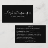 Elegant Chic Lash Aftercare Instruction Card Visitekaartje (Voorkant / Achterkant)