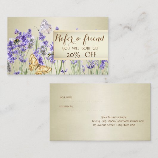 Elegant Chic Lavander Referral Kaart (Voorkant / Achterkant)