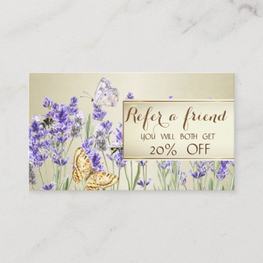 Elegant Chic Lavander Referral Kaart (Voorkant)