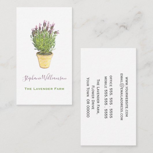 Elegant Chic Lavender Flower Boerderij Visitekaartje (Voorkant / Achterkant)