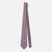 Elegant Chic Lavender Paarse Silver Stars Monogram Stropdas (Voorkant)