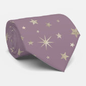 Elegant Chic Lavender Paarse Silver Stars Monogram Stropdas (Opgerold)