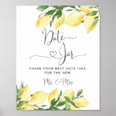 Elegant Chic Lemon Datum Jar Vrijgezellenfeest Pos Poster (Voorkant)