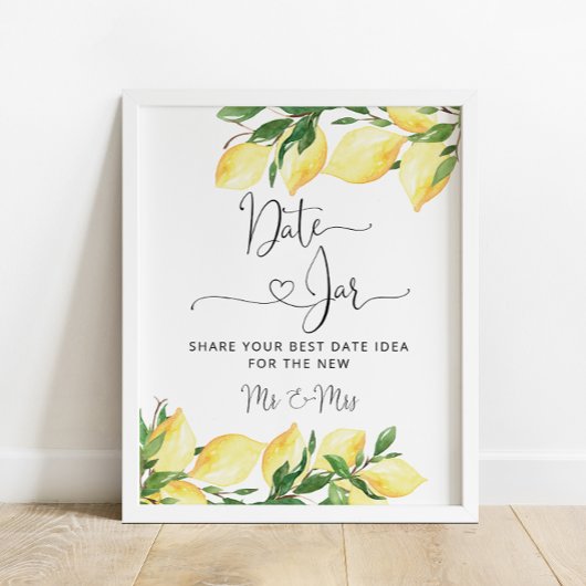 Elegant Chic Lemon Datum Jar Vrijgezellenfeest Pos Poster