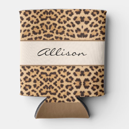 Elegant Chic Leopard-afdrukken op maat Blikjeskoeler (Voorkant)