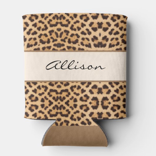 Elegant Chic Leopard-afdrukken op maat Blikjeskoeler (Achterkant)