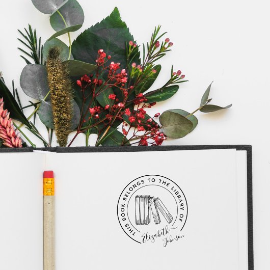 Elegant Chic Library Stijlvolle aangepaste naamboe Zelfinktende Stempel