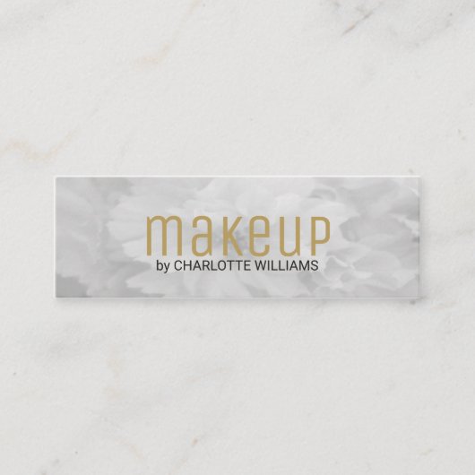 Elegant Chic Light Grey Floral Makeup Artist Mini Visitekaartje (Voorkant)